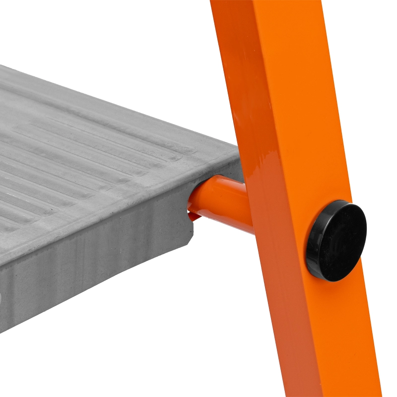 Стремянка, 5 ступеней, стальной профиль, ступени сталь, оранжевая, Сибртех (97965)