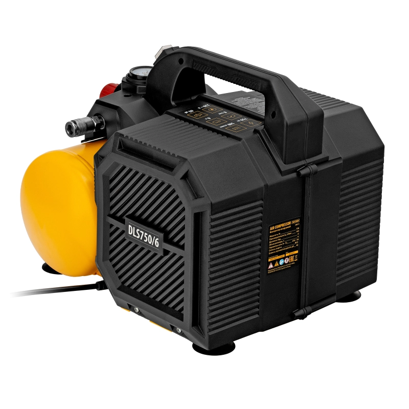 Компрессор  DLS750/6 безмасляный малошумный 750 Вт, 140 л/мин,ресивер 6 л Denzel (58019)