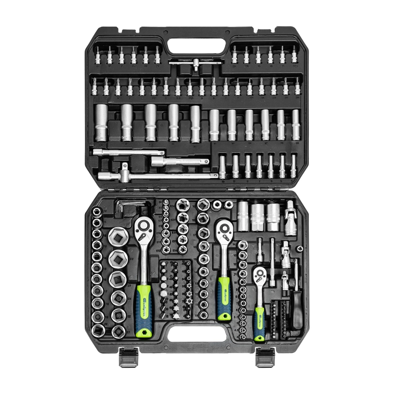 Набор инструментов, 1/2", 3/8", 1/4", пластиковый кейс 172 предм. Сибртех (14171)