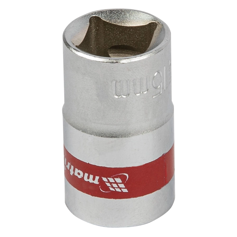 Головка торцевая, 15 мм, двенадцатигранная, CrV, под квадрат 1/2, хромированная Matrix (13689)