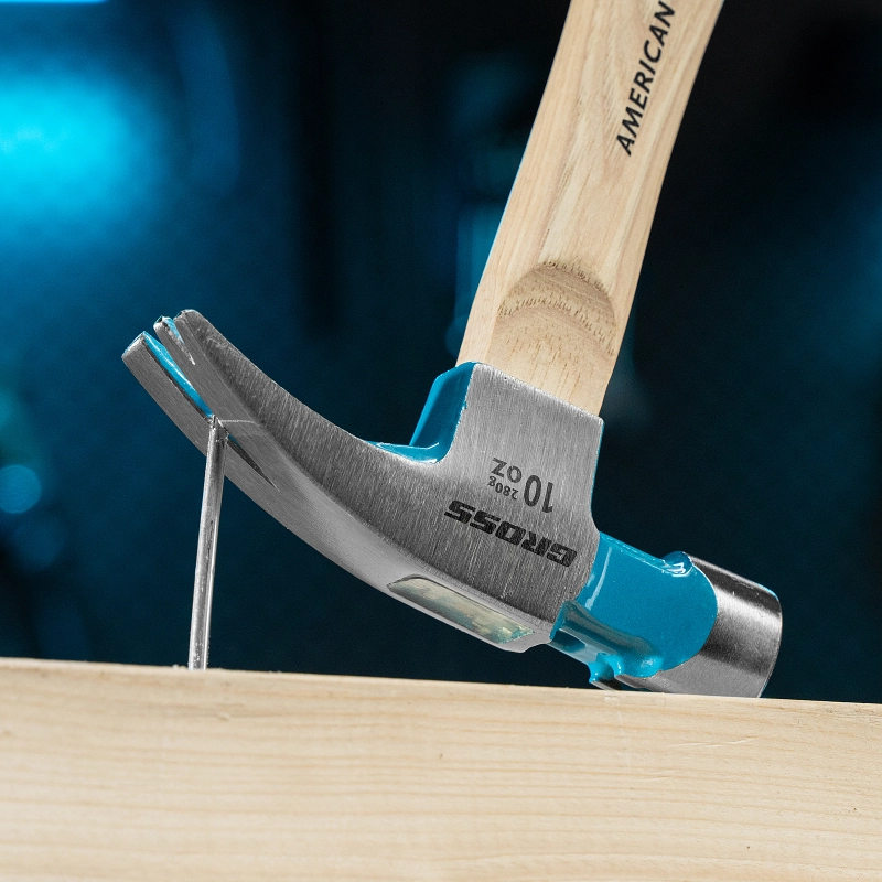 Молоток-гвоздодер, 280 г, угол 75, магнит, обрезиненная рукоятка American hickory GROSS (10417)
