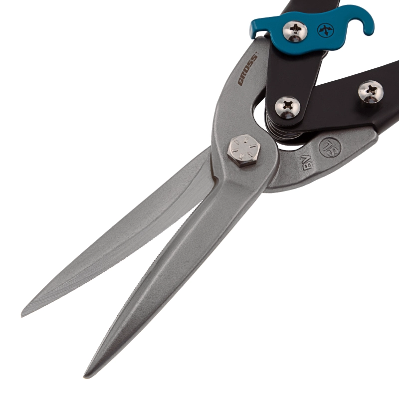 Ножницы по металлу "Piranha", 270 мм, прямой проходной рез, сталь СrMo, двухкомпонентные рукоятки Gross (78329)