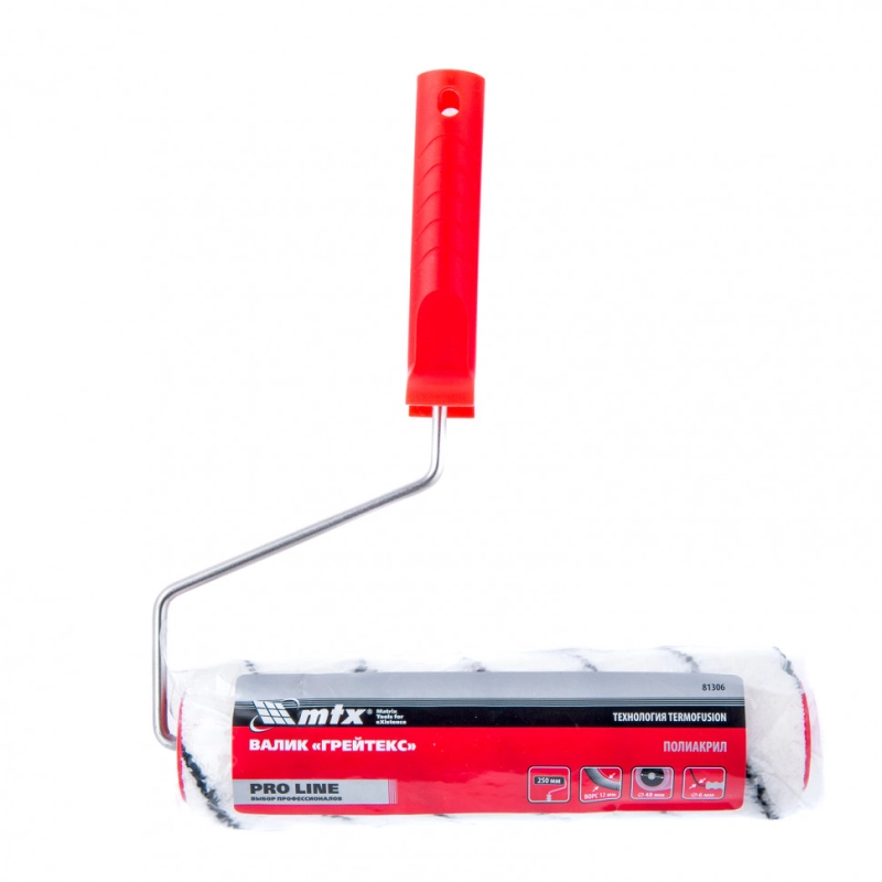 Валик "Грейтекс" Pro Line, 250 мм, ворс 12 мм, D 48 мм, D ручки 6 мм, полиакрил MTX (81306)
