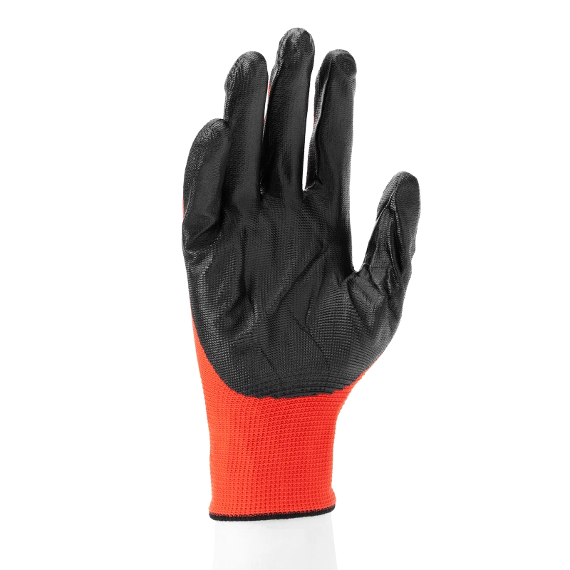 Перчатки полиэфирные с черным нитрильным покрытием маслобензостойкие, L, 15 класс вязки Stels (67870)