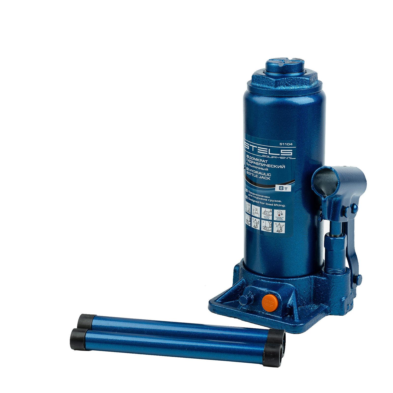 Домкрат гидравлический бутылочный, 8 т, H подъема 230-457 мм Stels (51104)
