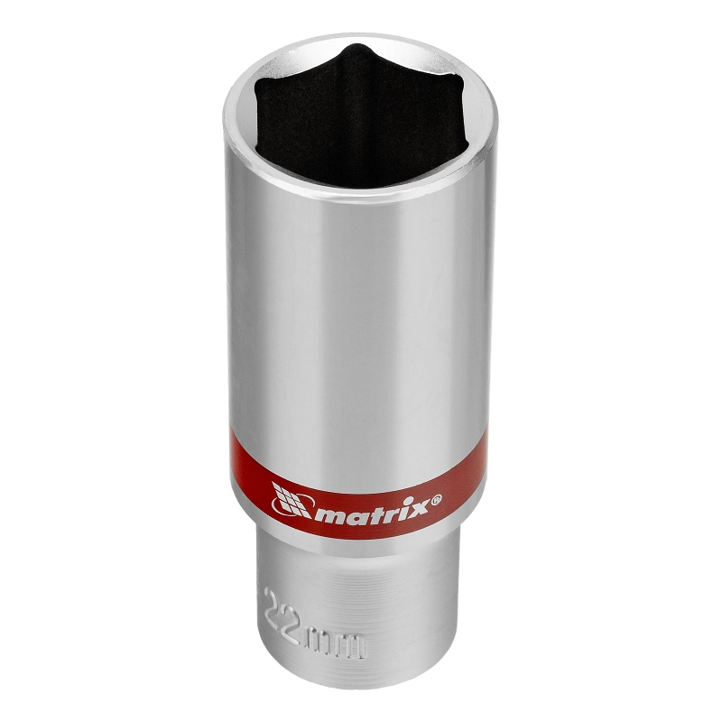 Набор удлиненных торцевых головок 1/2", 6 гранные, CrV, 10-22мм, 10 штук Matrix (13590)