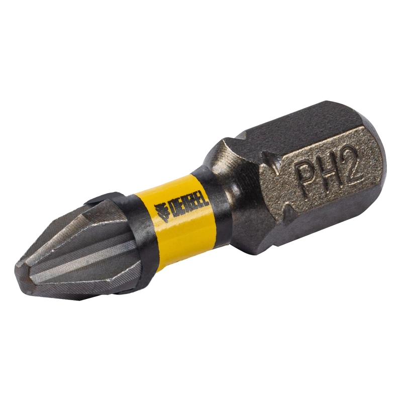 Бита IMPACT, PH2x25 мм, лазерная обработка шлица, сталь S2, 10 шт., Е 6,3 Denzel (11685)