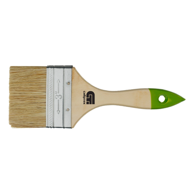 Кисть плоская 75 мм, натуральная щетина, деревянная ручка Сибртех (82265)