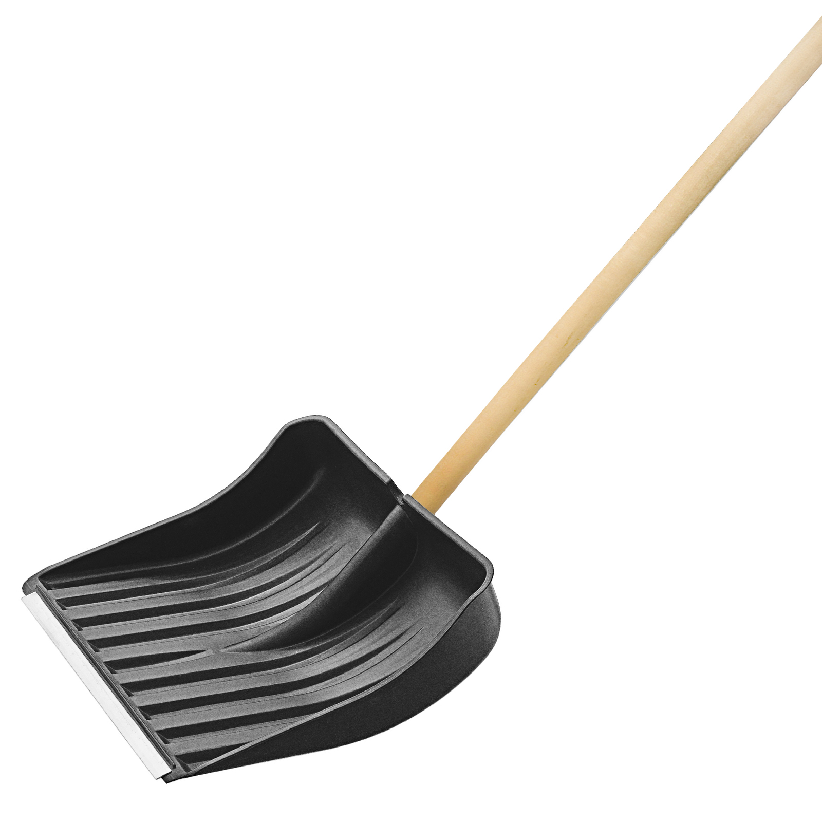 Лопата для уборки снега пластиковая, 510х415х1410 мм, деревянный черенок, Сибртех (615895)