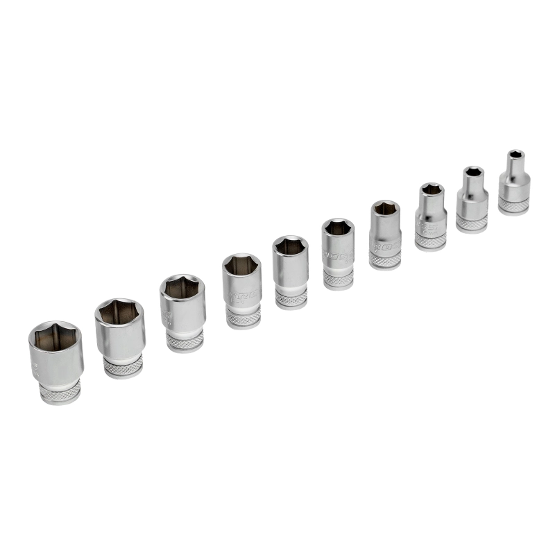 Набор торцевых головок, трещотка 120 зубьев, 1/4", CrV, 12 предметов Gross (14141)