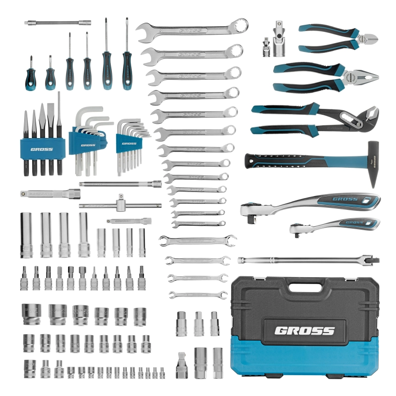 Набор инструментов, 1/4", 1/2", CrV, 120 зубьев, 115 предметов Gross (14152)