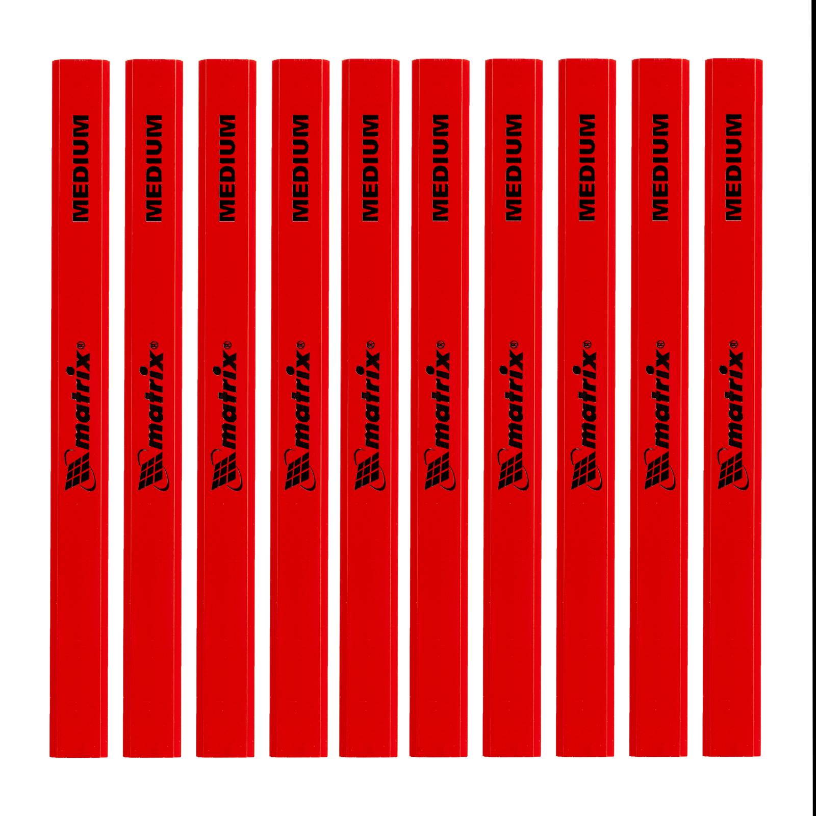 Набор карандашей малярных прямоугольных с точилкой в тубе, 175 мм, 10 шт Matrix (84814)