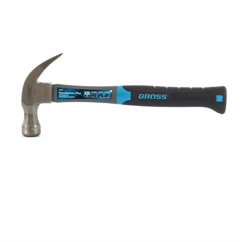 Молоток-гвоздодер, 570 г, фибергласовая трехкомпонентная рукоятка Gross (10476)