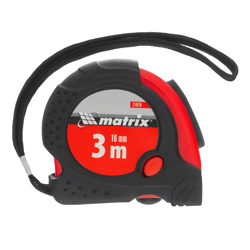 Рулетка Status Magnet fixation,3 м х 16 мм,обрезиненный корпус,зацеп с магнитом Matrix (31019)