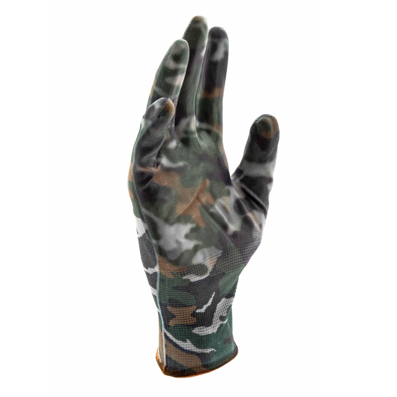 Перчатки садовые из полиэстера с нитрильным обливом, хаки, М Palisad (67858)