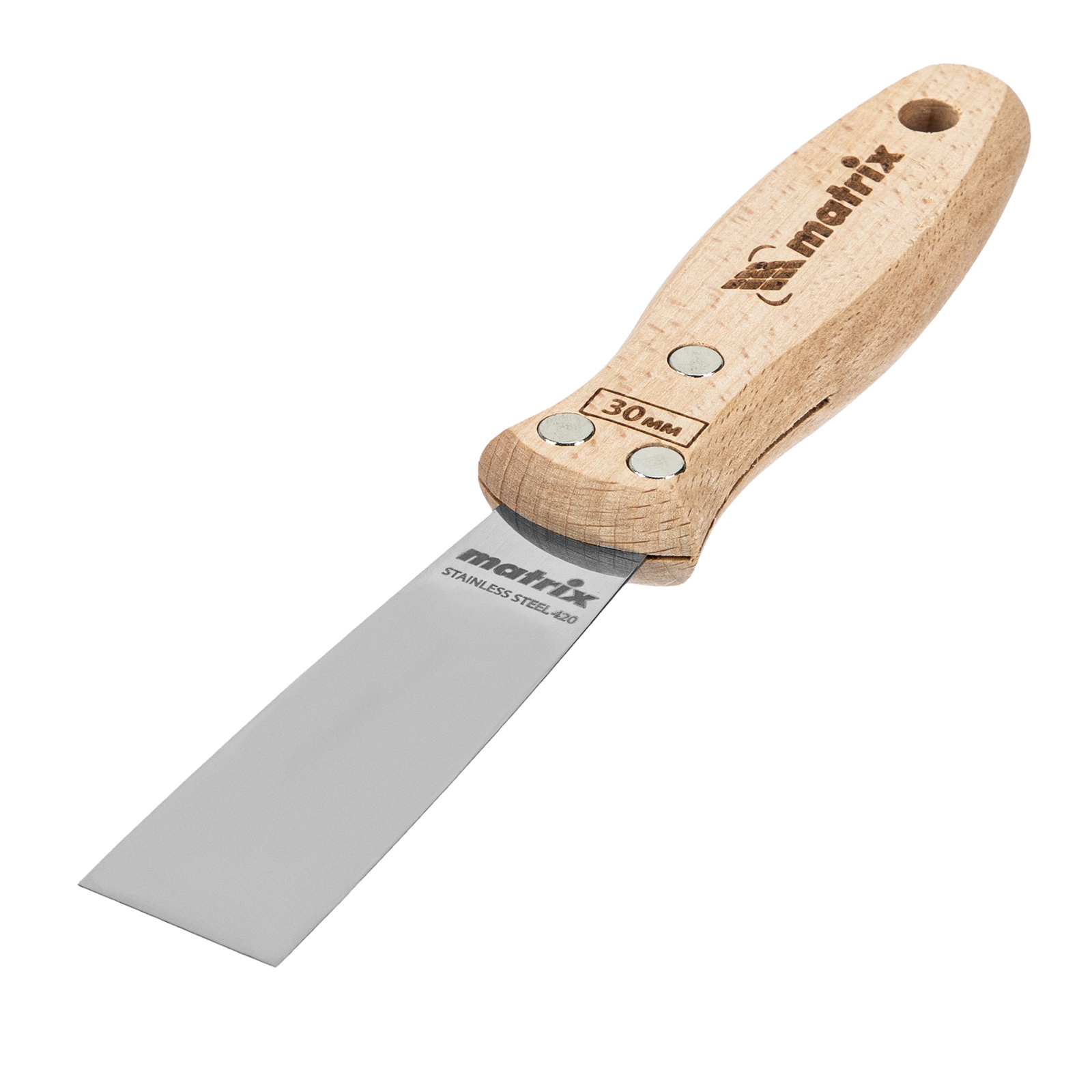 Шпательная лопатка из нержавеющей стали, 30 мм, буковая рукоятка, EFP Matrix (85608)