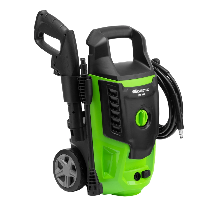 Моечная машина высокого давления АМ-1800, 1800 Вт, 140 бар, 350 л/ч, колесная Сибртех (58226)