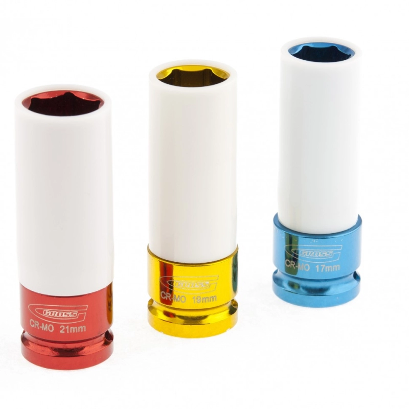 Набор ударных головок, удлиненные, 1/2, шестигранные, CrMo, 3 шт, 17 мм, 19мм, 21мм Gross (13513)