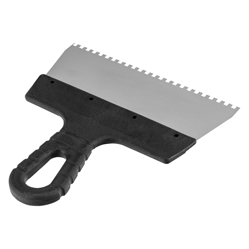 Шпатель из нержавеющей стали, 200 мм, зуб 4 х 4 мм, пластмассовая ручка Sparta (85155)