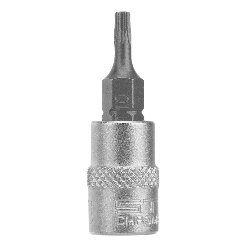 Головка с битой вставкой T10, квадрат 1/4, CrV Stels (13802)