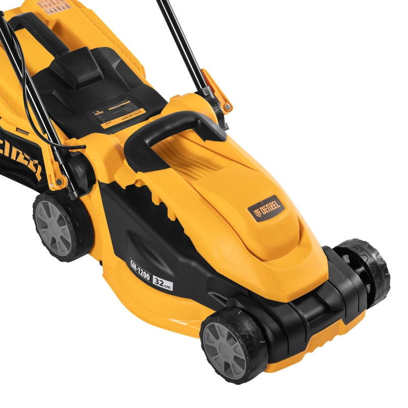 Газонокосилка электрическая GM-1200, 1200 Вт, ширина 32 см, 3 уровня, травосборник 25 л. Denzel (96615)