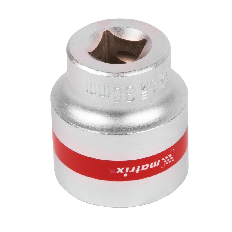 Головка торцевая, 30 мм, двенадцатигранная, CrV, под квадрат 1/2, хромированная Matrix (13697)