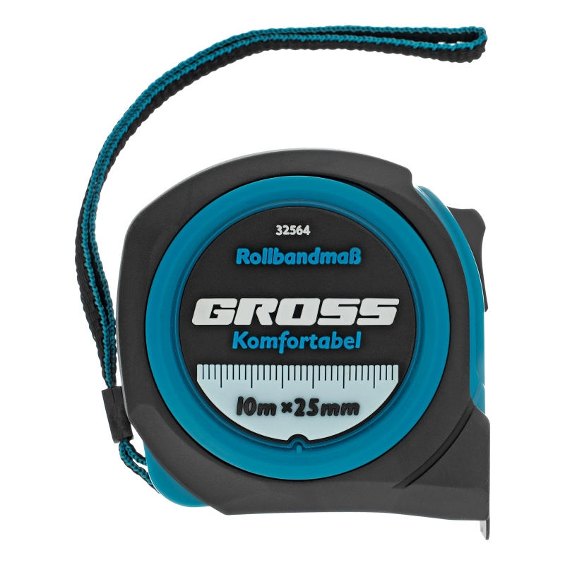 Рулетка Komfortabel 10 м х 25 мм,обрезиненный корпус Gross (32564)