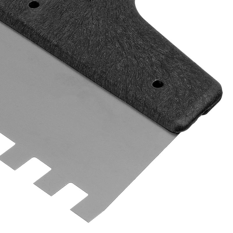 Шпатель из нержавеющей стали, 200 мм, зуб 10 х 10 мм, пластмассовая ручка Сибртех (85482)