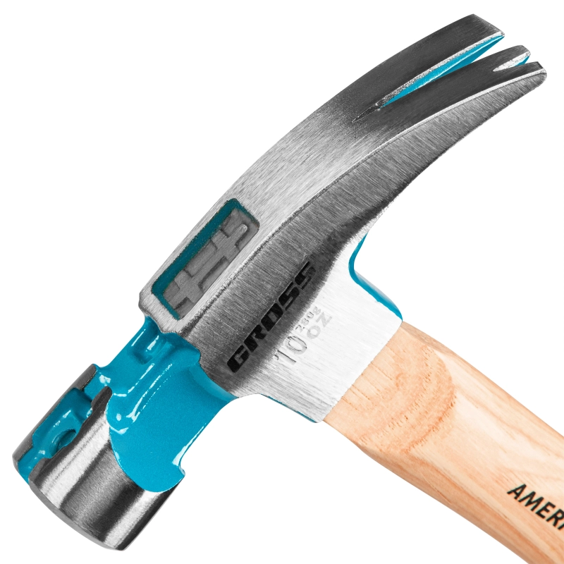 Молоток-гвоздодер, 280 г, угол 75, магнит, обрезиненная рукоятка American hickory GROSS (10417)