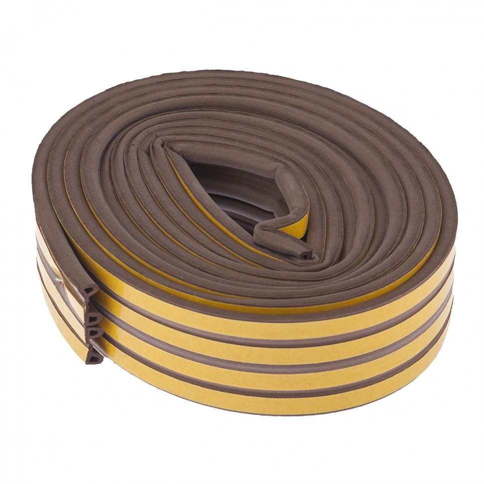 Уплотнитель, 12 м, профиль "P", коричневый Сибртех (93946)