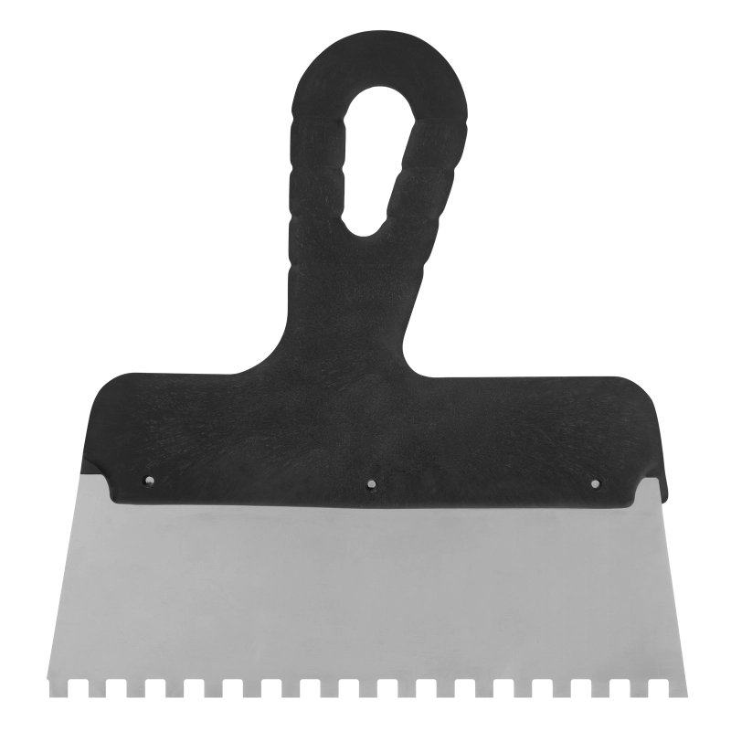 Шпатель из нержавеющей стали, 200 мм, зуб 6 х 6 мм, пластмассовая ручка Сибртех (85464)