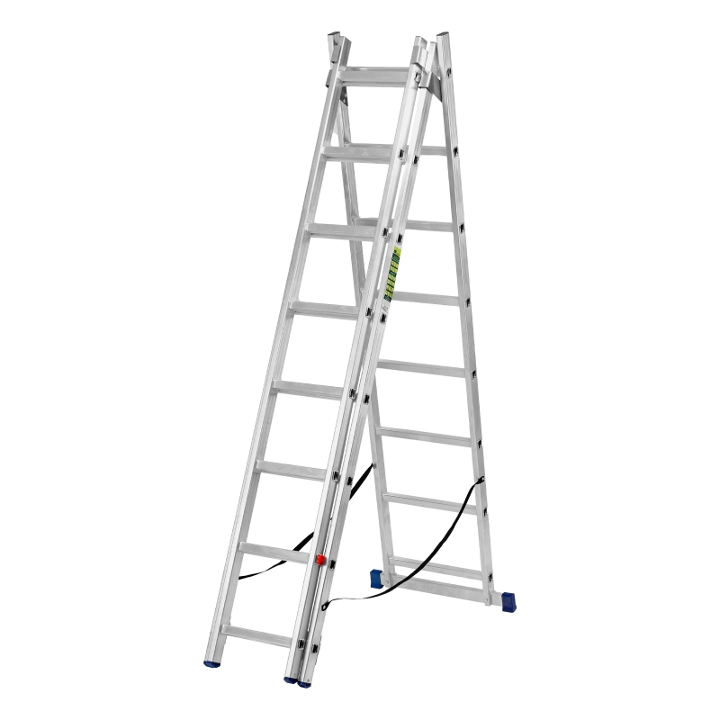 Лестница, 3 х 8 ступеней, алюминиевая, трехсекционная, Сибртех (97818)