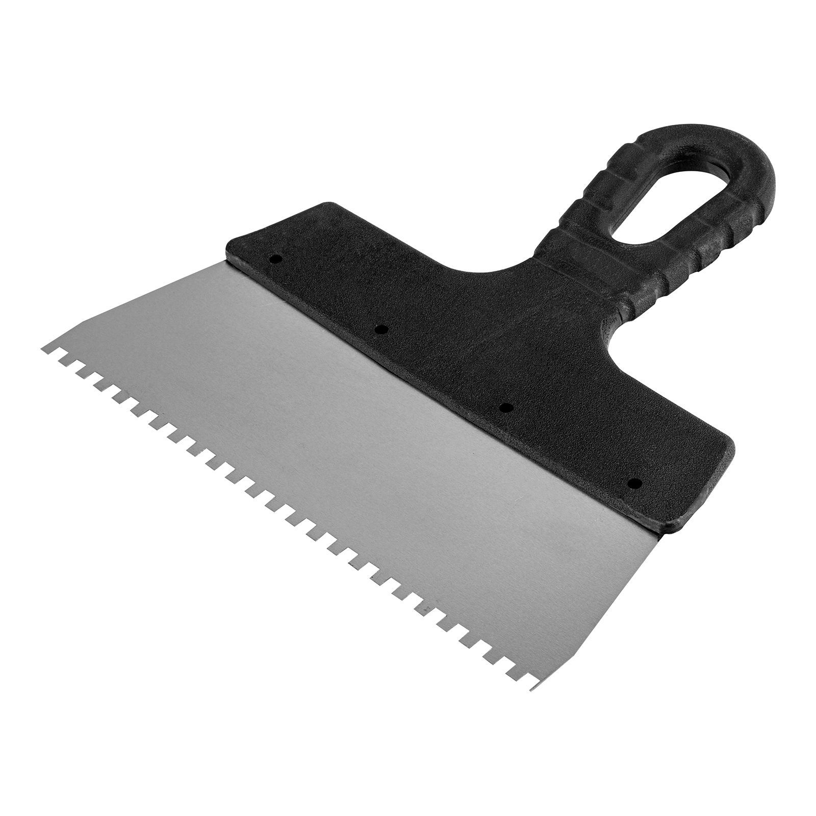 Шпатель из нержавеющей стали, 200 мм, зуб 4 х 4 мм, пластмассовая ручка Sparta (85155)