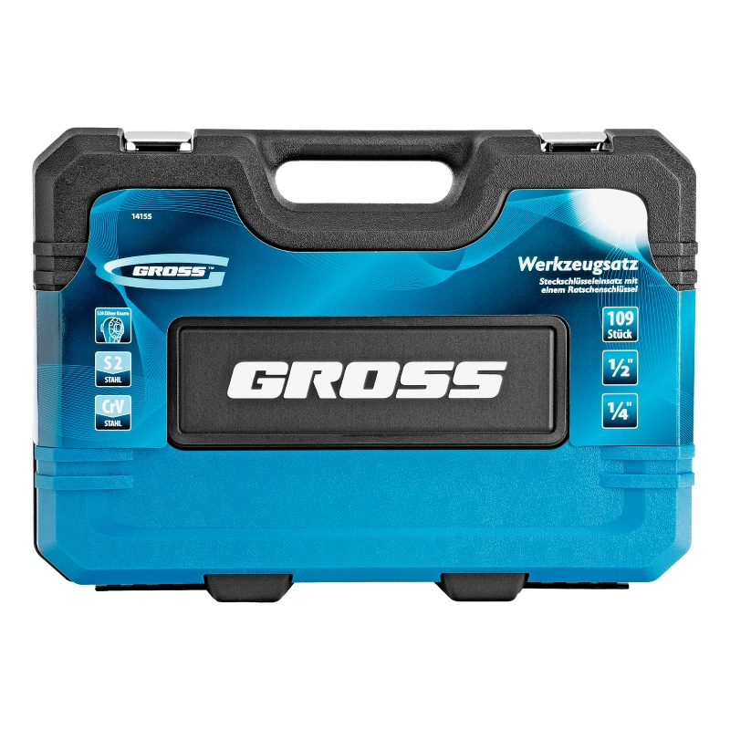 Набор инструментов, 1/4", 1/2", CrV, 120 зубьев, 109 предметов Gross (14155)