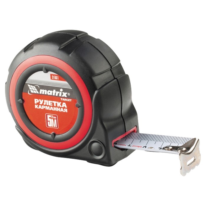 Рулетка Target,7,5 м х 25 мм,автоматическая фиксация,обрезиненный корпус Matrix (31083)