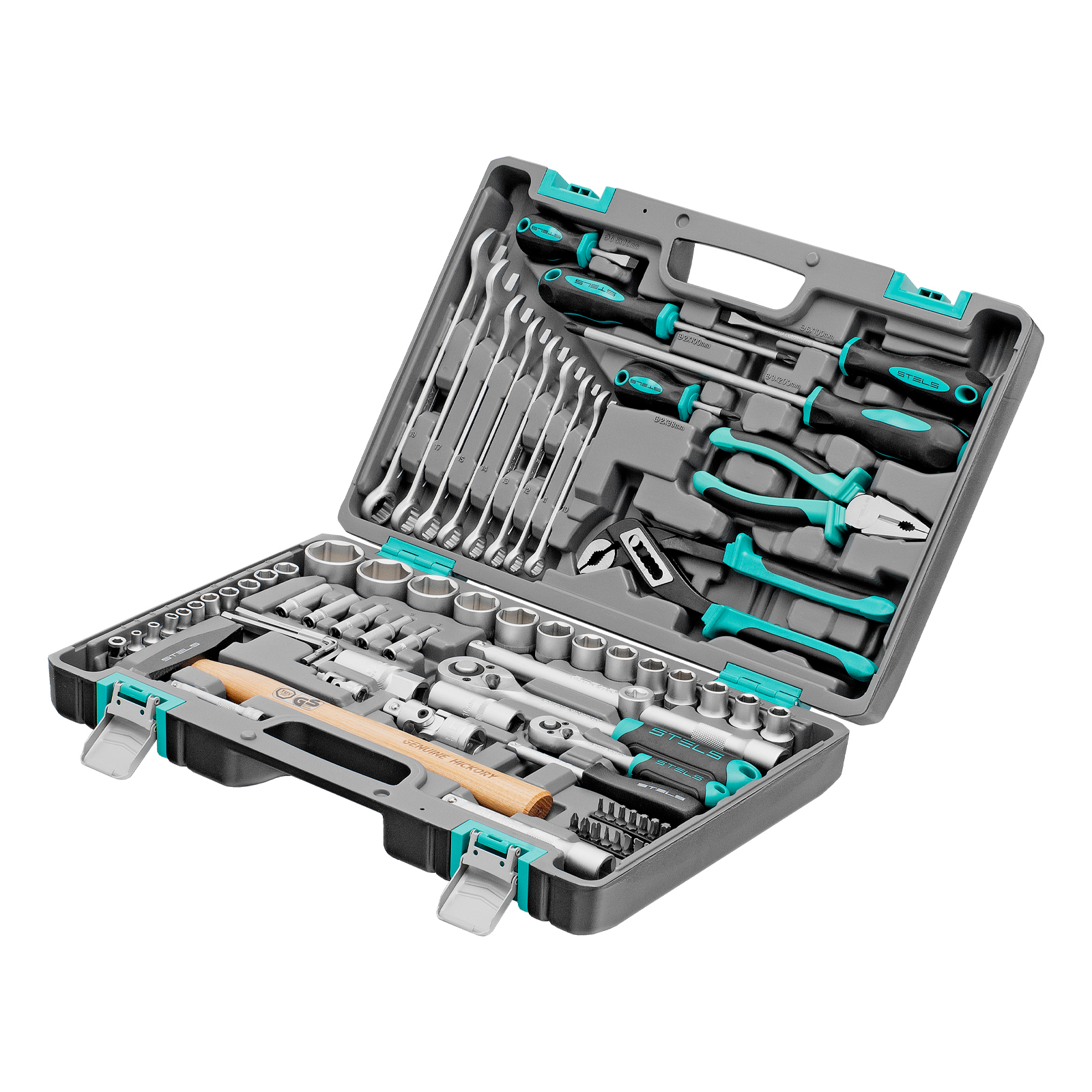 Набор инструментов, 1/2", 1/4", CrV, пластиковый кейс 76 предметов Stels (14104)