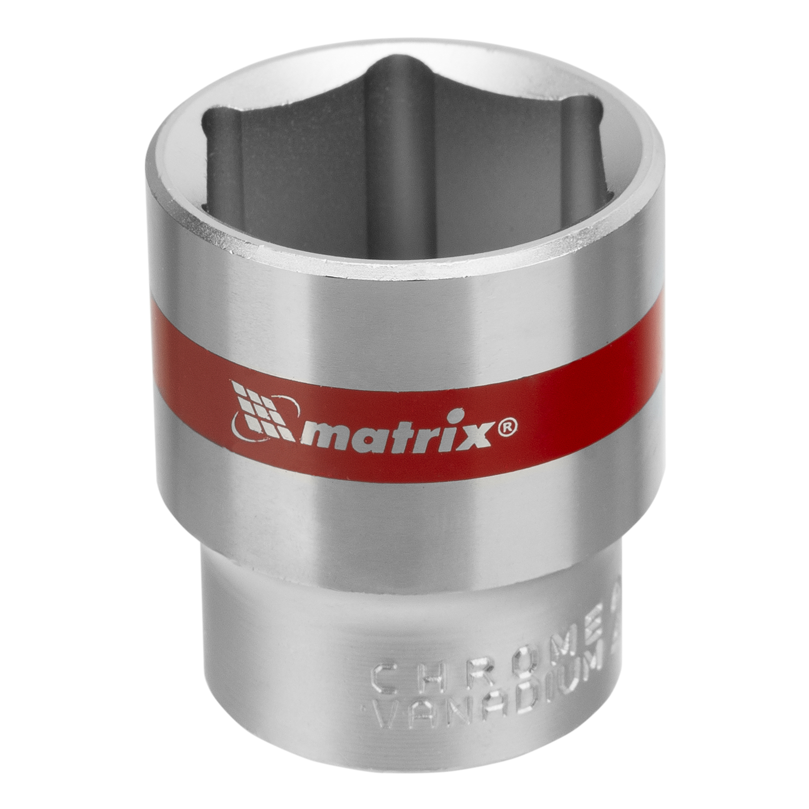 Головка торцевая, 27 мм, шестигранная, CrV, под квадрат 1/2, хромированная Matrix (13127)