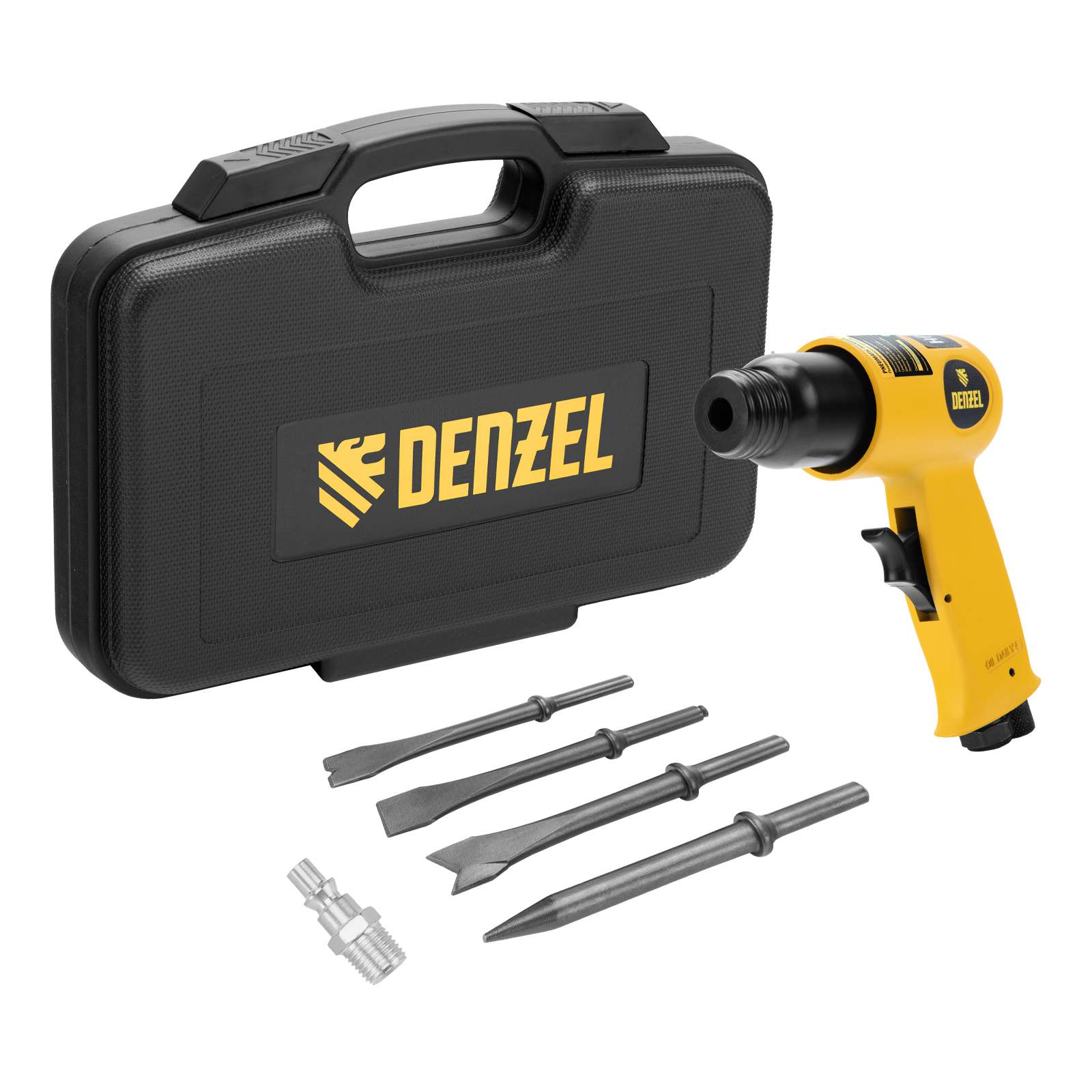 Пневматический молоток НР4500 + набор насадок, 113 л/мин, 4500 уд/мин Denzel (57468)