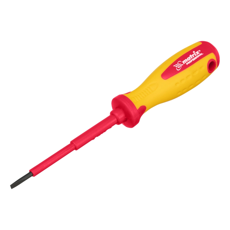 Отвертка Insulated, SL3 x 80 мм, CrMo, до 1000 В, двухкомпонентная рукоятка Matrix Professional (12914)