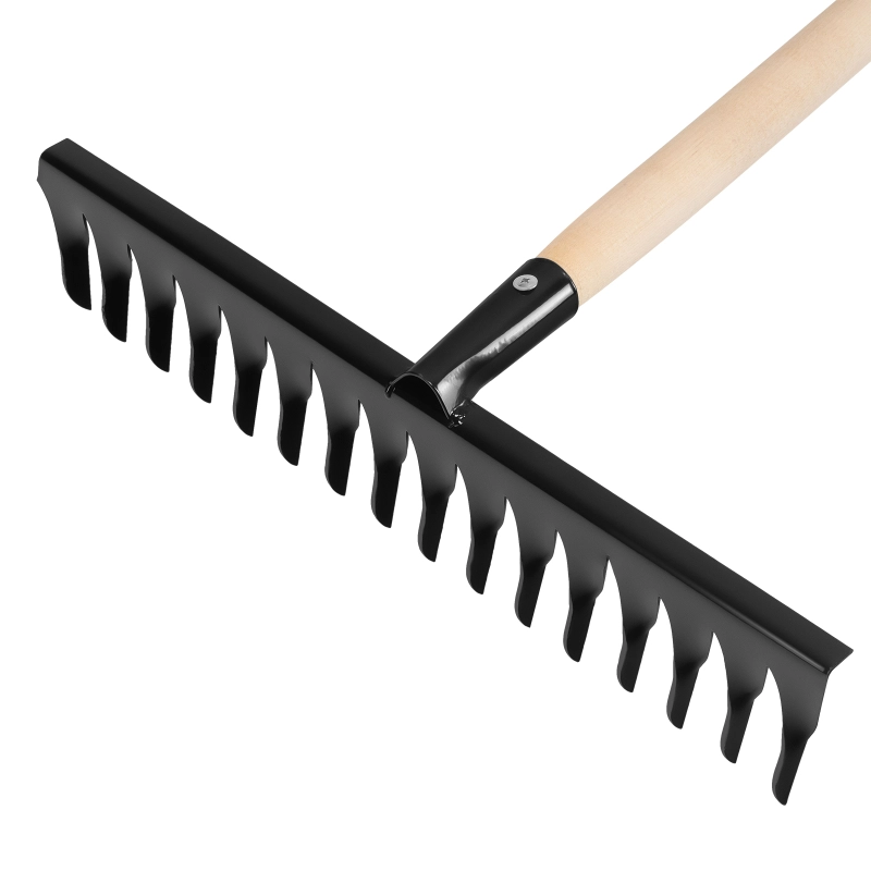 Грабли стальные, 420х1300 мм, 16 витых зубьев, деревянный черенок, Сибртех (61763)