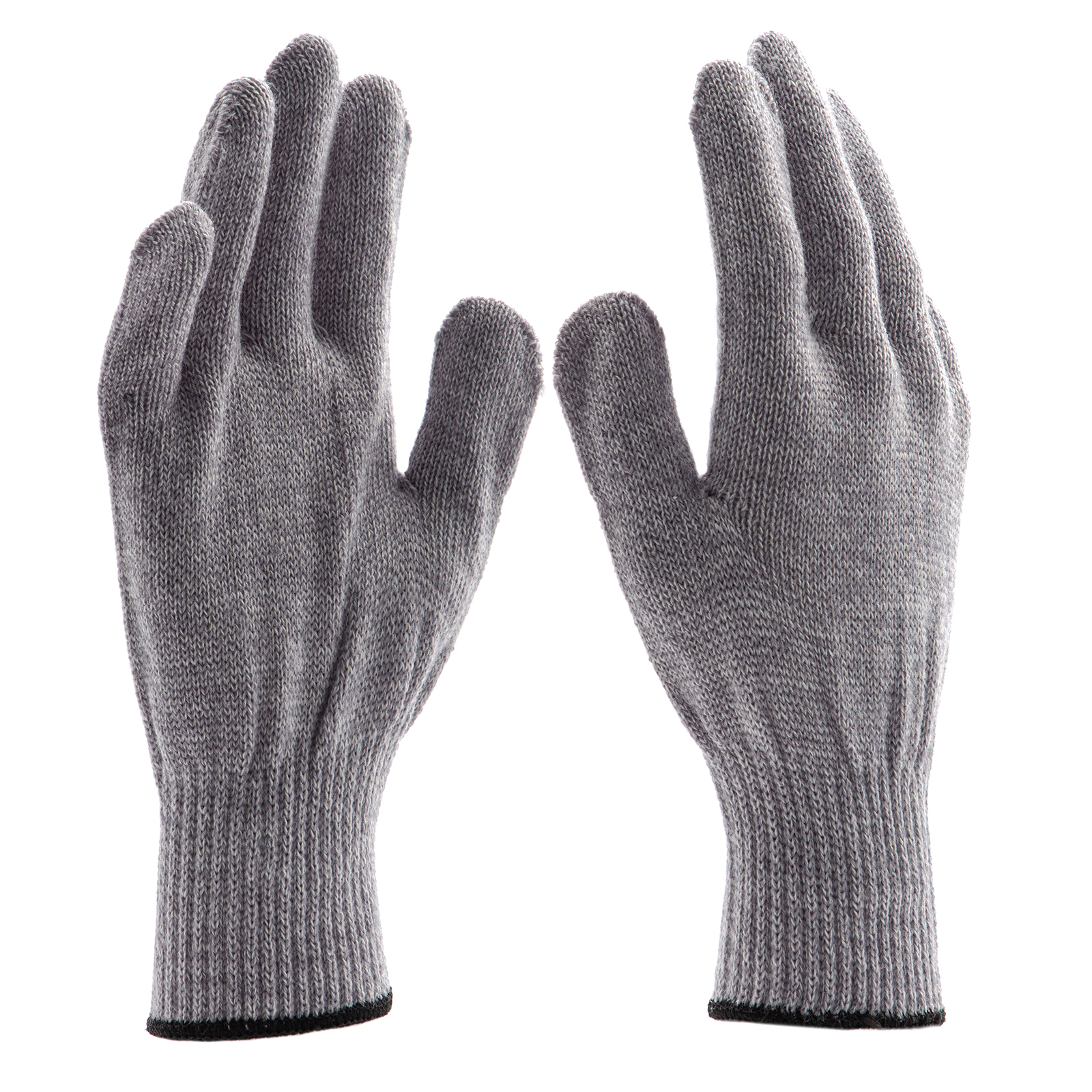 Перчатки трикотажные, акрил, серое мулине, оверлок Сибртех (68654)