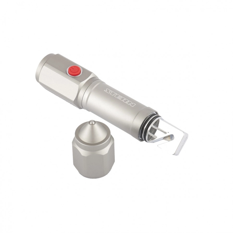 Фонарь автомобильный спасатель, 1 W Led, встроеное лезвие, молоток, 3 режима: 100-50-строб, 3 х ААА Stern (90524)