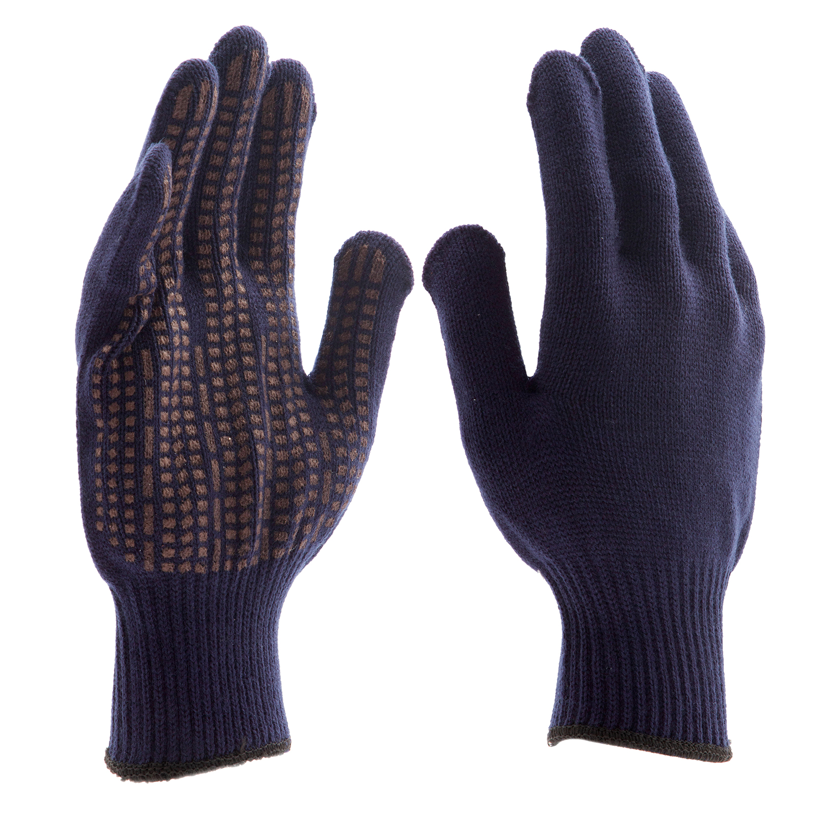 Перчатки трикотажные, акрил, ПВХ гель, "Протектор", синий, оверлок Сибртех (68665)