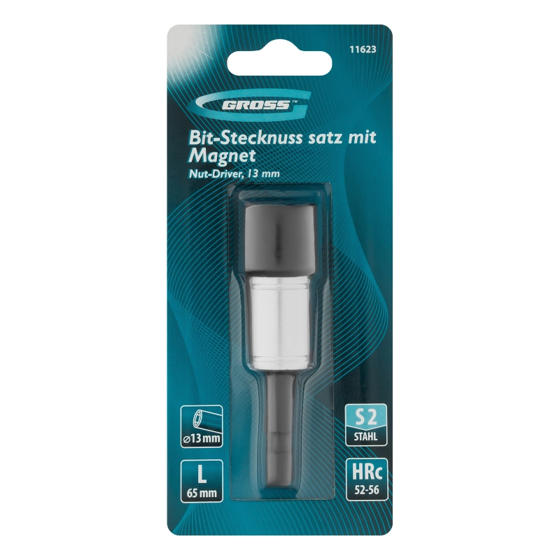 Бита с торцевой головкой, магнит. Nut-Driver, 13 мм, S2 Gross (11623)