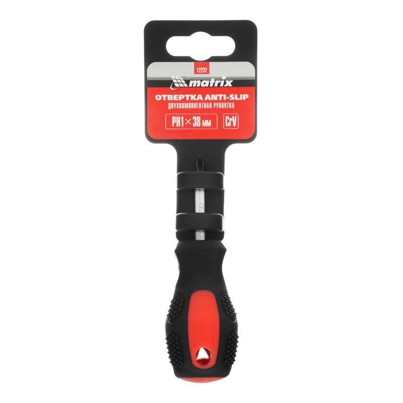 Отвертка Anti-Slip, PH1 х 38 мм, CrV, двухкомпонентная рукоятка Matrix (12232)