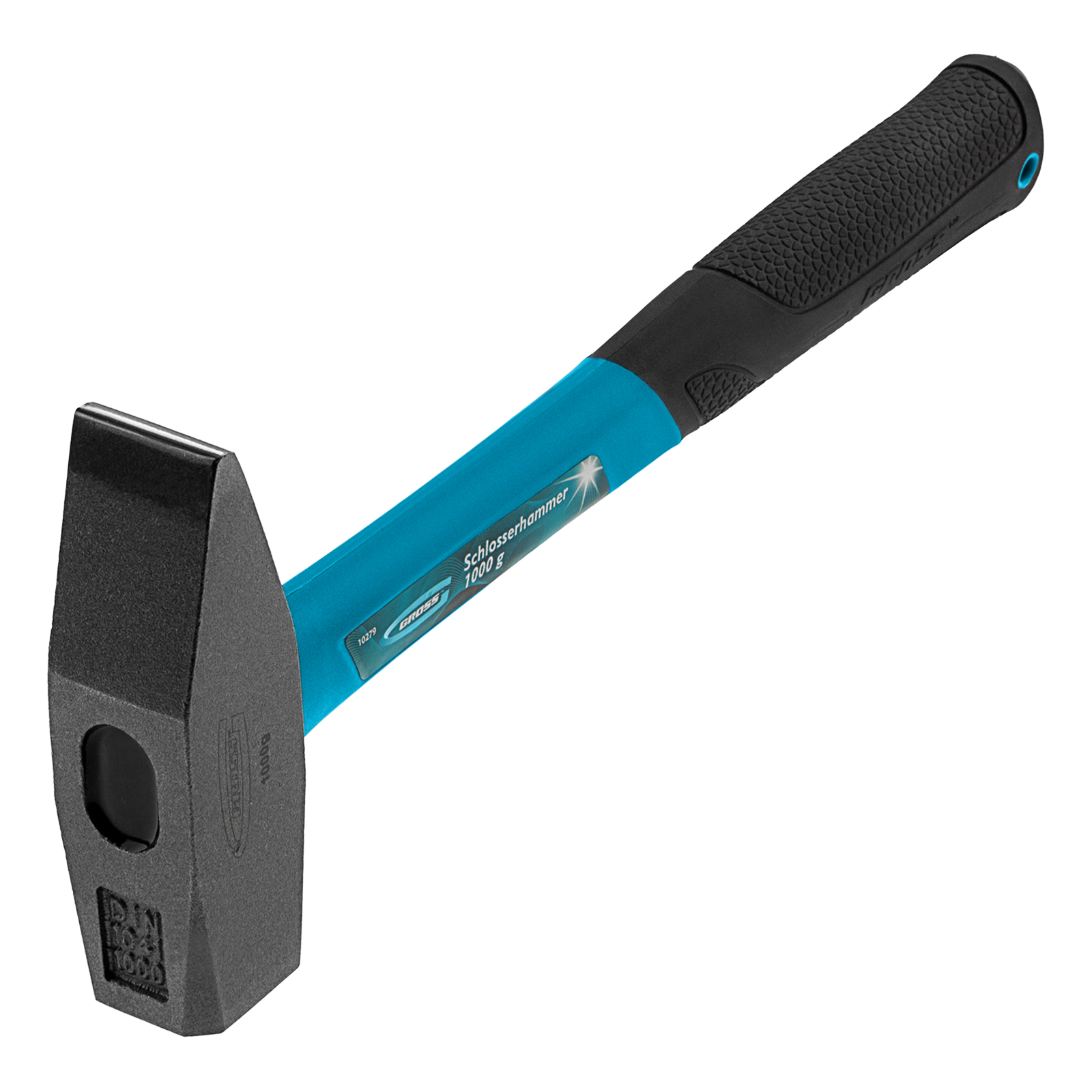Молоток слесарный, 1000 г, квадратный боек, фибергласовая обрезиненная рукоятка Gross (10279)