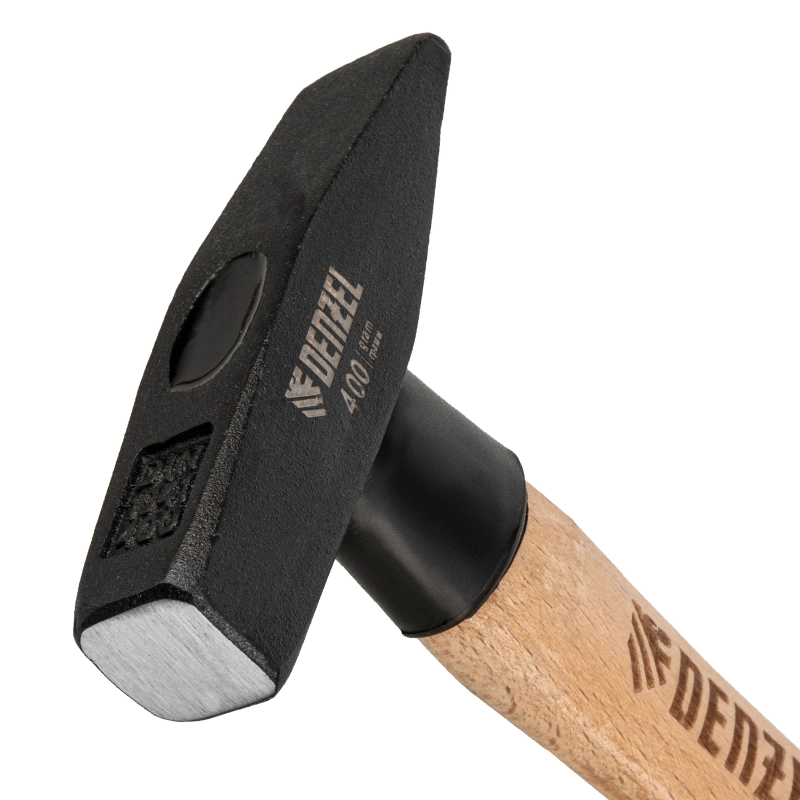 Молоток слесарный, 400 г, кованый квадратный боек, буковая рукоятка Denzel (10428)