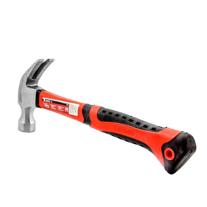 Молоток-гвоздодер, 450 г, боек c магнитом, фибергласовая обрезиненная рукоятка// MTX (104469)