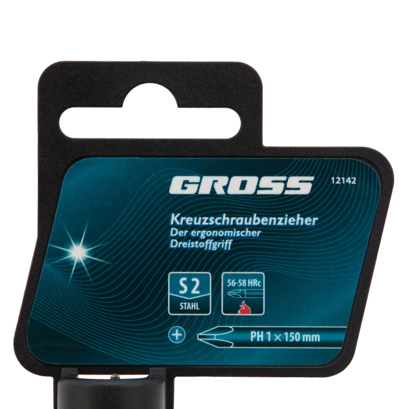 Отвертка PH1 x 150 мм, S2, трехкомпонентная ручка Gross (12142)