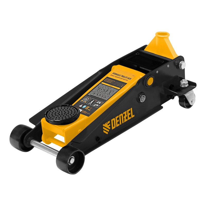 Домкрат гидравлический подкатной 3 т, с фиксатором, быстрый подъем, 135-480 мм, профессиональный Denzel (51138)